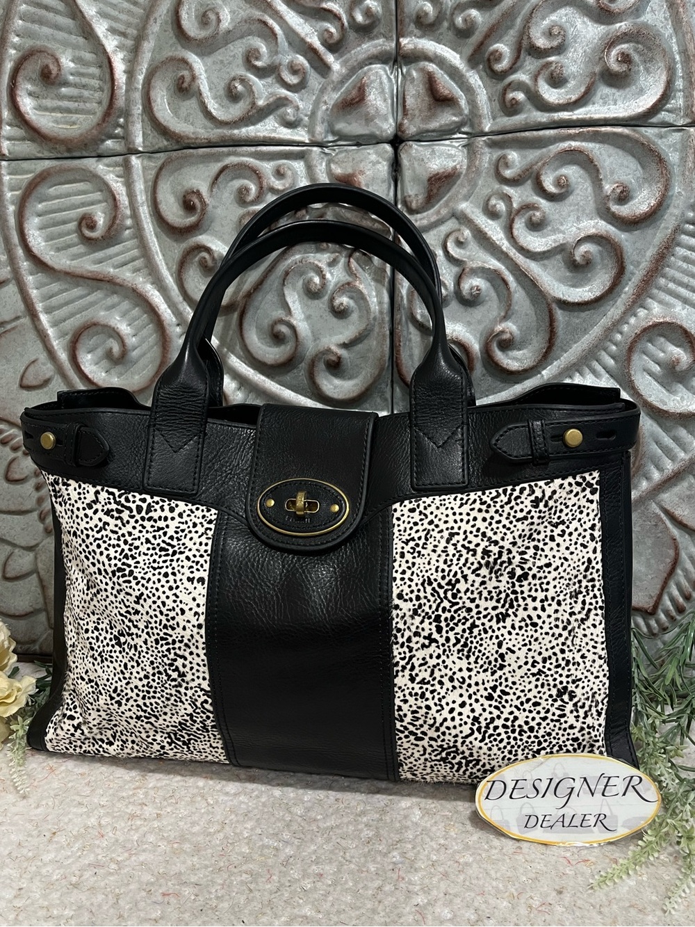 FOSSIL Vintage Reissue Calf Hair Weekender Satchel Tote Mint Condition!